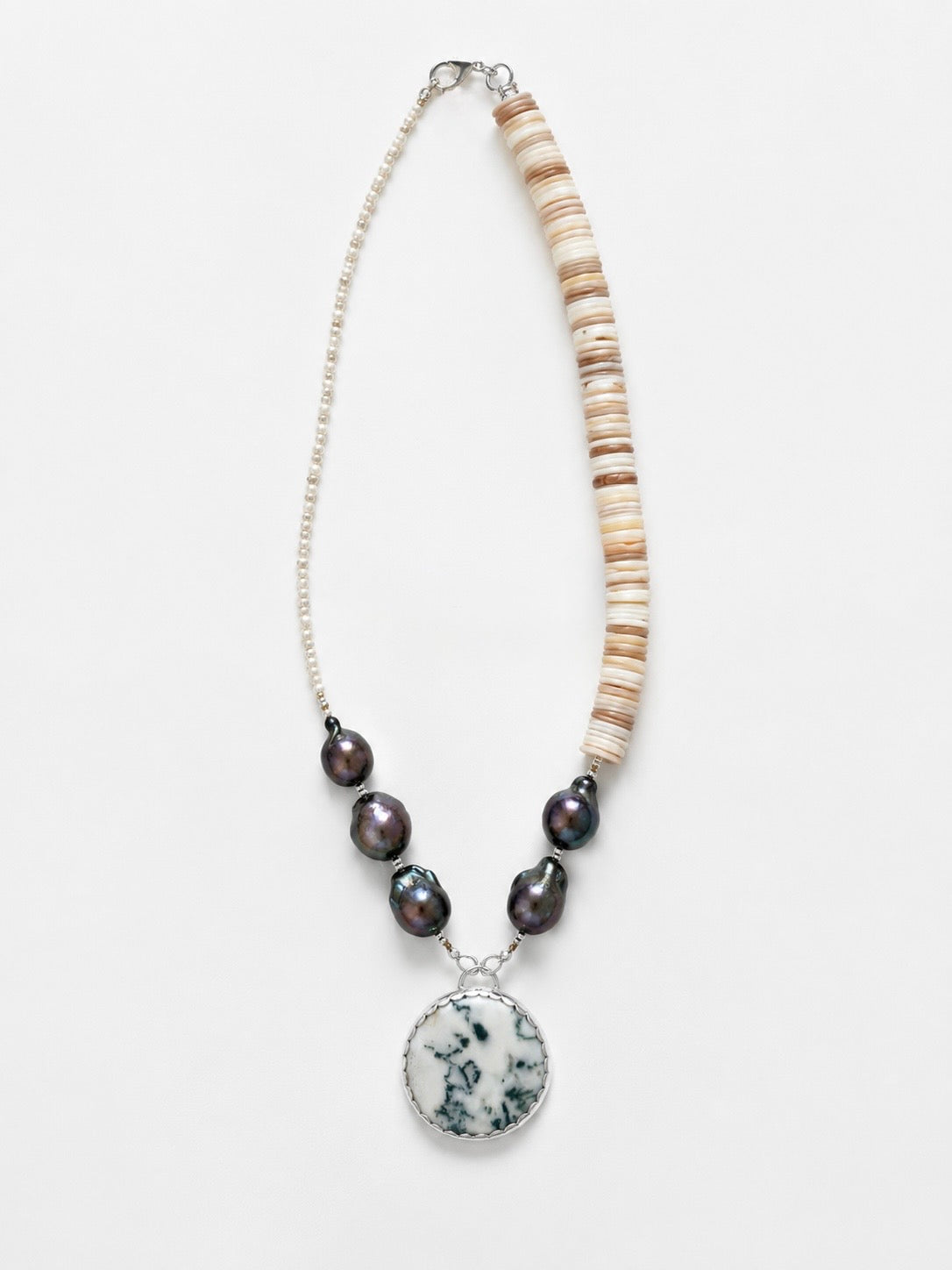 Collar Perlas Tahití y Ópalo Dendrítico