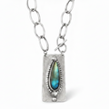 Collar de cadena de eslabones en plata 925 con dije rectangular y labradorita engastada